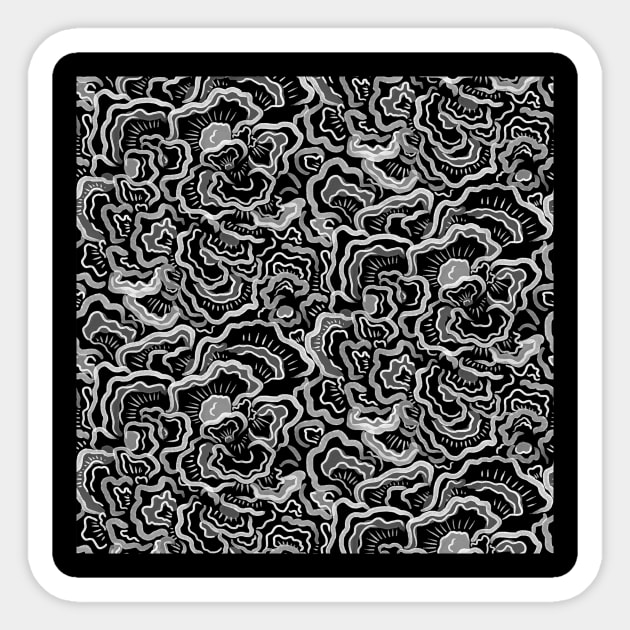 Black and White Mushroom Texture Sticker by Carolina Díaz